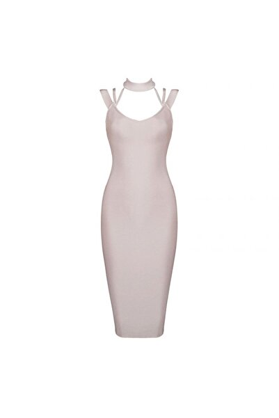 NO BRAND Rochie bandage elegantă - Bej, mărime XS