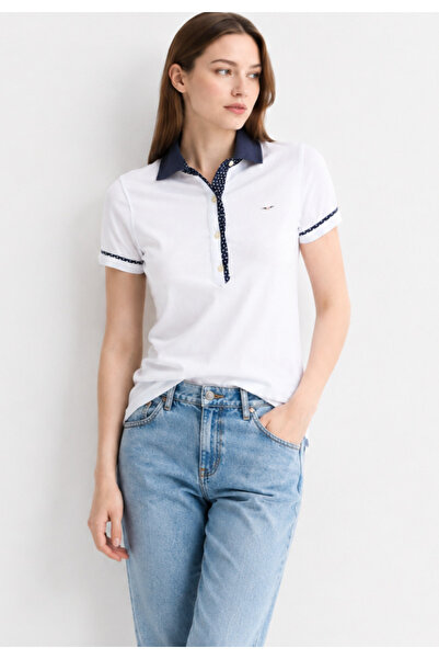 Galvanni Women's White Polo Neck T-shirt