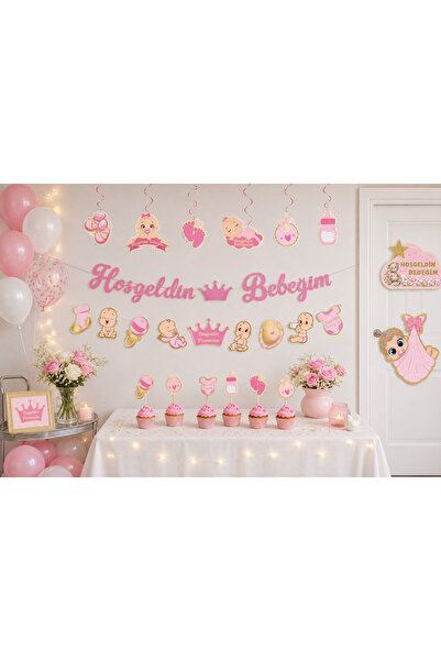 Dizayn Parti Evi Hoşgeldin Bebeğim Parti Seti Erkek Kız Bebek Baby Shower Has...
