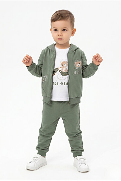 Toontoy Boys' 3-Piece Tracksuit Set Long Sleeve Crew Neck Embroidered T-Shirt...