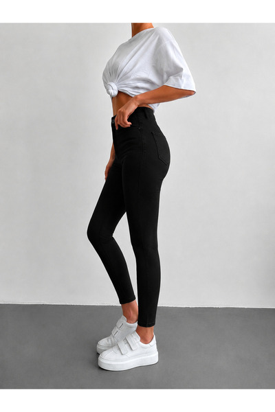 connemara Pantaloni skinny negri cu talie înaltă pentru femei – Pantaloni din...