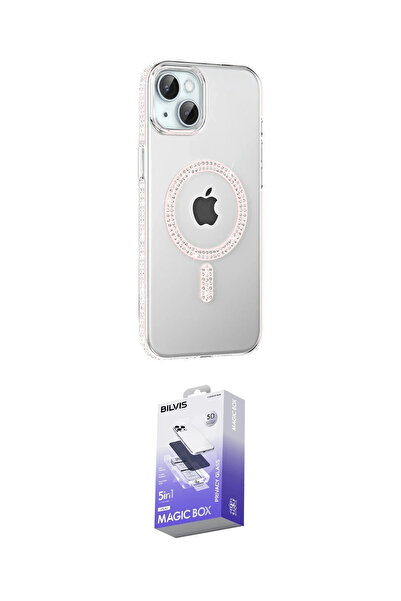 NVDN- İeg™ İphone 14 Kılıf Yörünge Koleksiyonu - Siyah Bilvis 5in1 5d Magic Hayalet Cam Ekran Koruyu