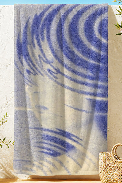 Evimde Bambaşka Prosop de plajă Blue Abstract Wave - Prosop din microfibră cu...