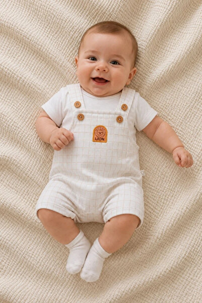 iQBaby Çizgili Arma Detaylı Erkek Bebek Salopet Takımı