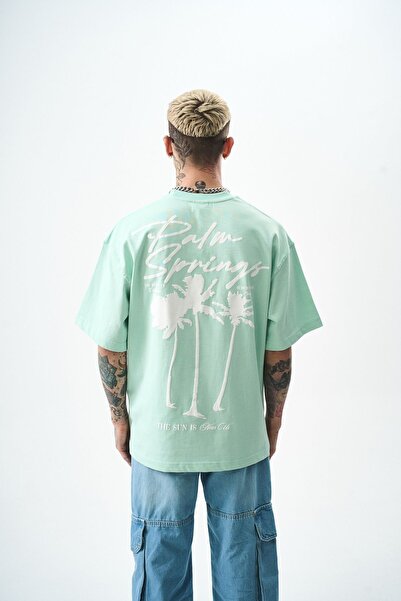 Respire Tricou supradimensionat Palm, verde mentă
