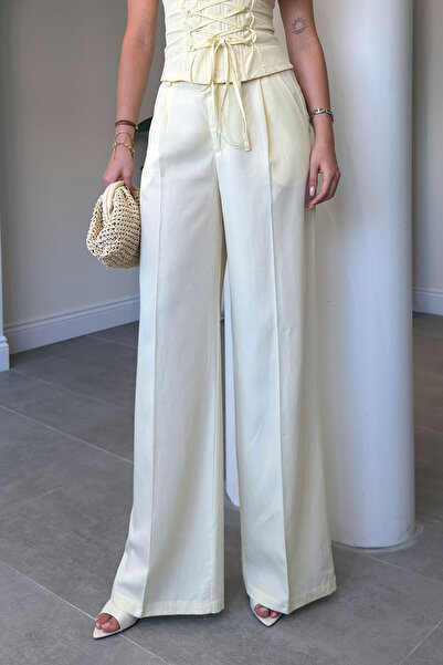 MAGARDE Premium Wide Leg Trousers - Yellow