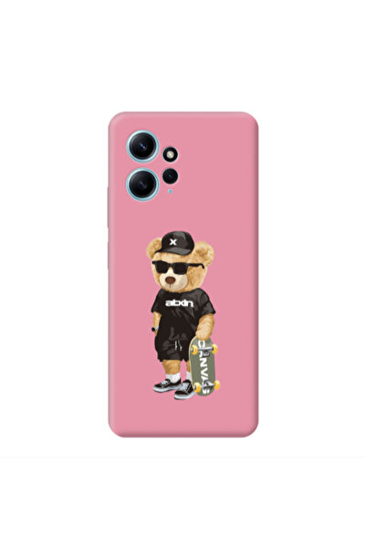 Other Xiaomi Redmi Note 12 4G Bear with glasses Pink Colored Silicone TPU Θήκη
