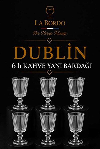 Herza House Duplin Set of 6 Crystal Glass Cups with Footed Base