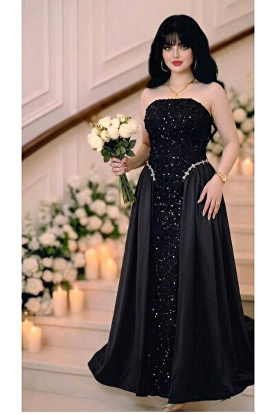 tasmim kian فستان سهرة فاخر بلون آسود