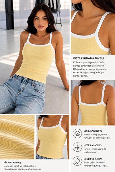 Riowela Ženska bluza sa trencima, potkošulja, žuta i bela, kontrastna