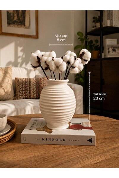 DygArtHome Striped Ceramic Vase (20cm)