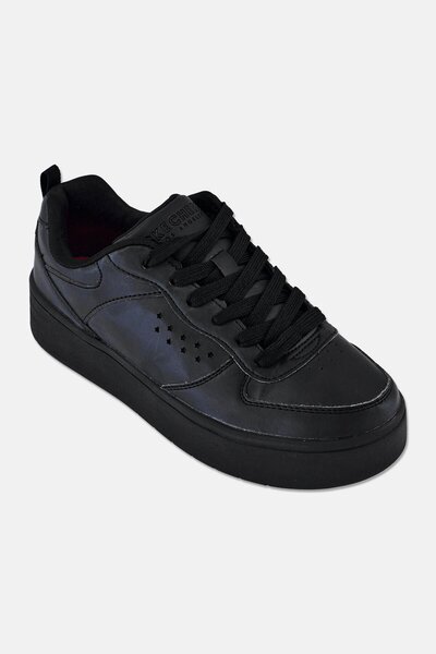 SKECHERS Kids Boy Court High Lace Up Outdoor Shoes, Black