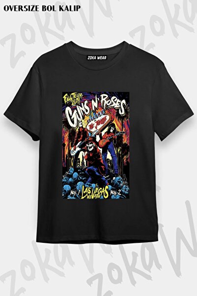 ZOKAWEAR Unisex Loose Fit Guns N Roses V33 Printed T-Shirt