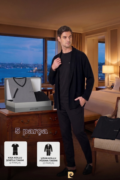 Pierre Cardin Erkek Pamuk 5 Parça Lüks Erkek Çeyiz Seti | Röbdeşambr & Pijama...