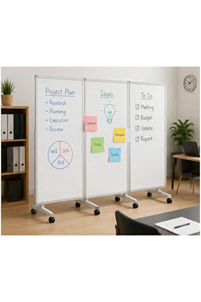 Eduplan White Board 3 Part Dual Side Movable 180 x 100 x 3 cm