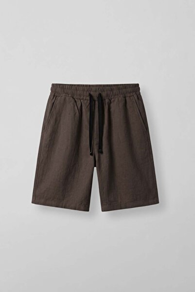 ablukaonline Men's Cotton Linen Look Baggy Shorts Brown
