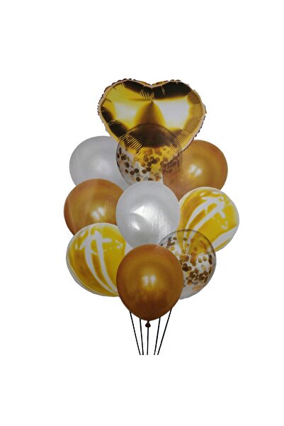 MP Mirific Party Set de 10 baloane din latex și metalice, în formă de inimă, ...