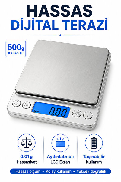 Alıç Hassas Dijital Terazi 500g Kapasite LCD Ekran Mini Elektronik Mutfak ve ...