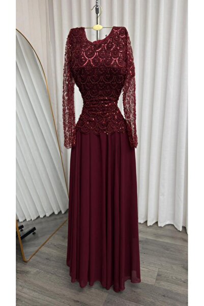 SERA Luxury Wine Red or Burgundy Evening Dress