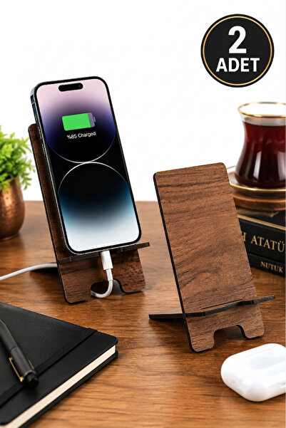 bgvibe 2 Adet Telefon Tablet Tutucu Masaüstü Ev Ofis Ahşap Telefon Standı Taş...