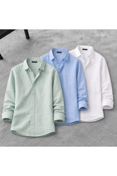 oneoff Men's Sofia Linen Shirts Set of 3 Summer Breathable Comfortable Fit St...