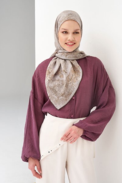 Silk Home وشاح مونار بتصميم عرقي فضي 90x90