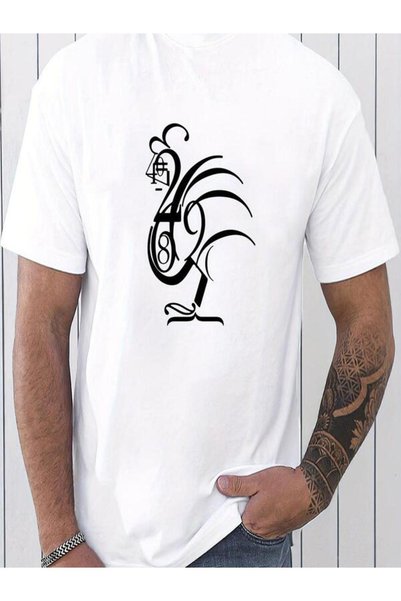 vorena Minimalist Black Figure Printed White T-Shirt