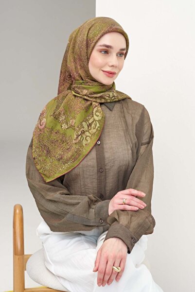 Silk Home وشاح مونار بتصميم عرقي أخضر 90x90