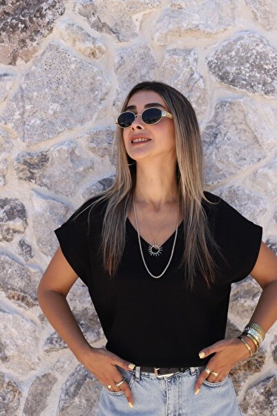 bytugcekaya Siyah V Yaka Modal Tshirt