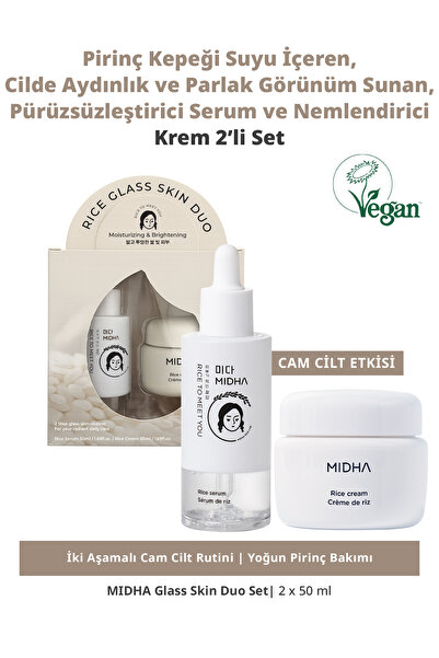 MIDHA Pirinç İçeren Cilde Parlak Görünüm ve Nem Sunan Serum ve Krem 2’li Set ...