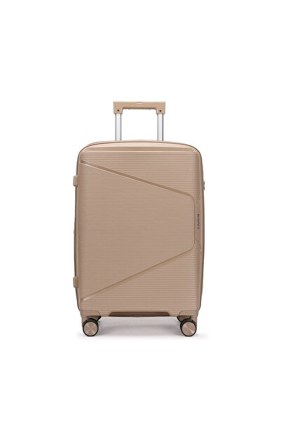 Amber Μεγάλη Βαλίτσα με Επέκταση AM1018 (75x48x30-35 εκ.) Μόκα