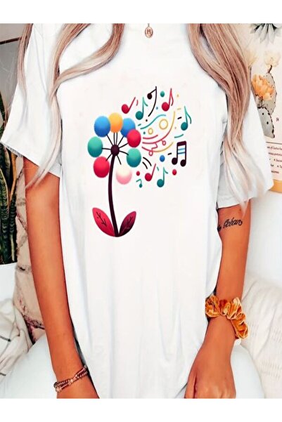 COZYWEAR Colorful Note Patterned Oversize T-Shirt