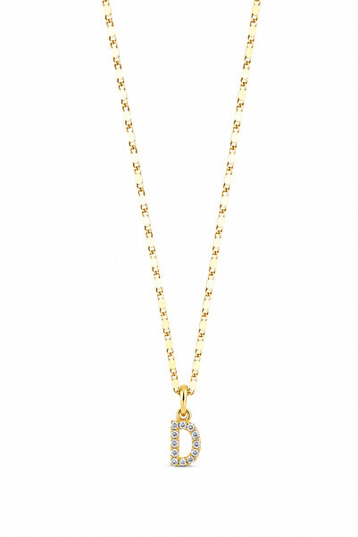 Alexis Carrel Clara Zircon Stone D Letter Gold Women's Necklace