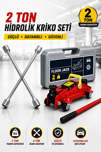 GUMUSONLINE 2 Ton Arabalı Tekerlekli Hidrolik Kriko Plastik Taşıma Çantalı 2 ...