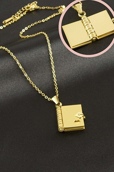 Marsilyan Heart Notebook Steel Necklace Ilkel-Bjt940