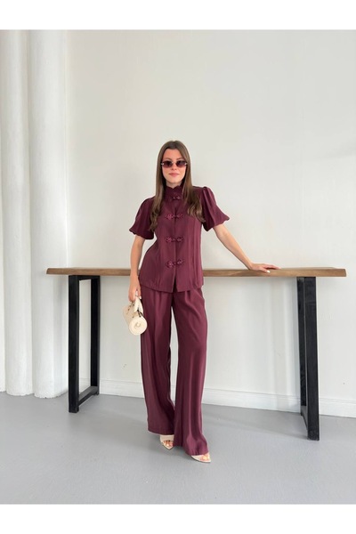 Ekim Store Set bluză și pantaloni chinezești cu nasturi