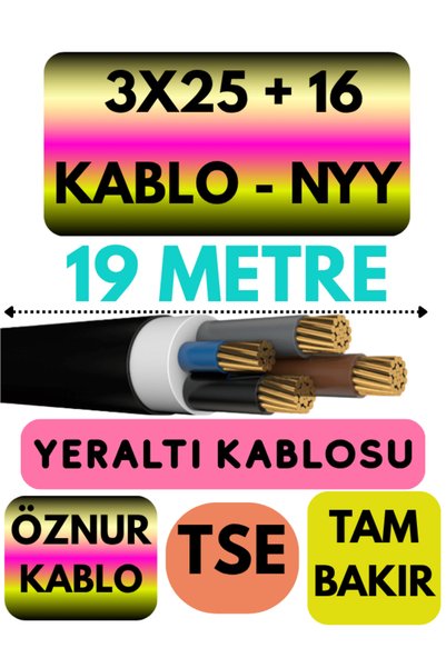 Avarson Öznur 3X25 + 16 NYY (Yeraltı Kablosu) Metre Seçenekli 19 METRE