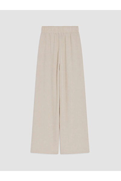 LC Waikiki Beige Elastic Waist Linen Blend Women's Trousers