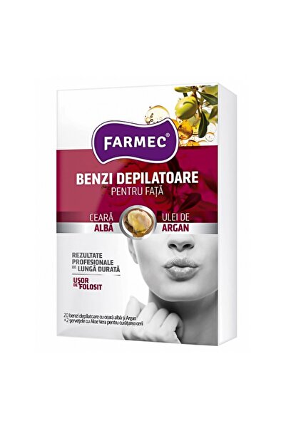Farmec Set 3 x 20 Benzi Depilatoare Farmec, pentru Fata, cu Ceara Alba si Ule...