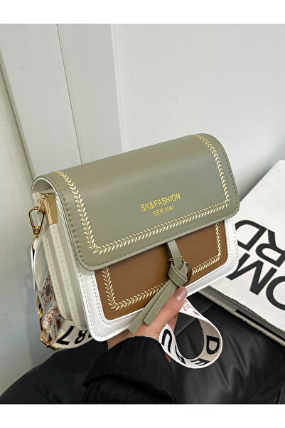 Take Two By Styli Green Color Block Shoulder Bag with Flap Closure