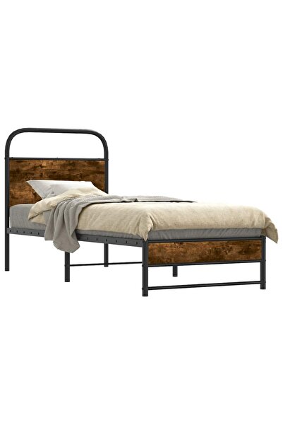 vidaxl Cadru de pat fără saltea 80x200cm Stejar fumuriu lemn prelucrat