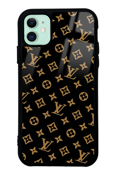 Spoyi iPhone 11 Black LV Tasarımlı Glossy Telefon Kılıfı