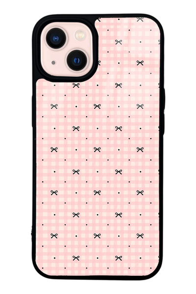 Spoyi iPhone 13 Pink Coquette Pattern Tasarımlı Glossy Telefon Kılıfı