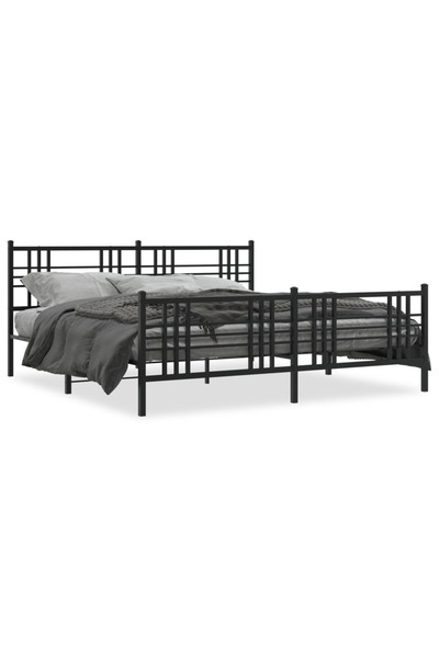 vidaxl Cadru pat metalic cu tăblii de cap/picioare, negru, 183x213 cm