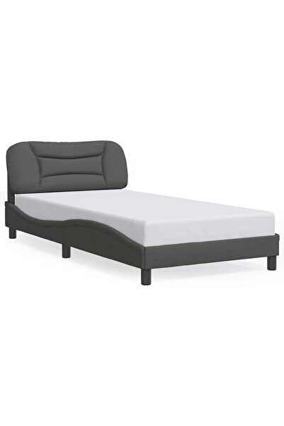 vidaxl Cadru de pat fără saltea, Hvar, gri închis, 100x203 cm, textil