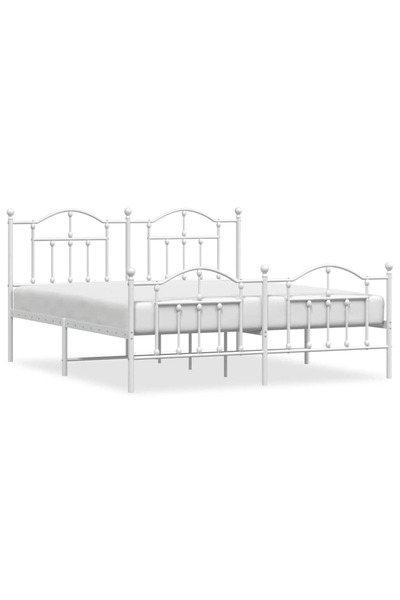 vidaxl Cadru de pat metalic cu tăblie de cap/picioare, alb, 183x213 cm