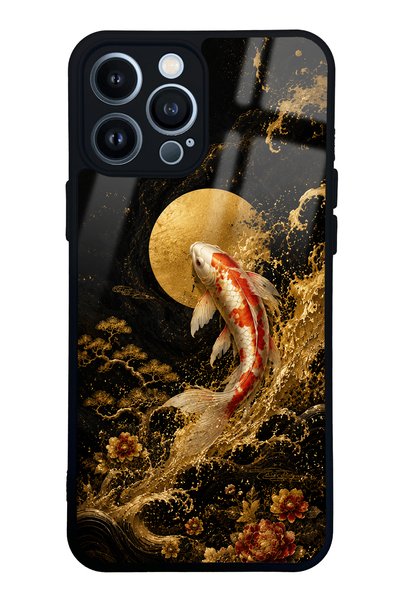 Spoyi iPhone 13 Pro Max Golden Koi Elegance Design Glossy Phone Case