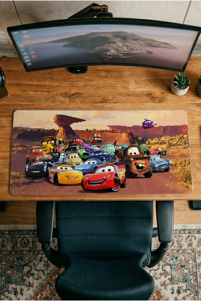 Halura Arabalar Cars 30x70 Desenli Dijital Baskılı Oyuncu Mousepad XXL Kaymaz...