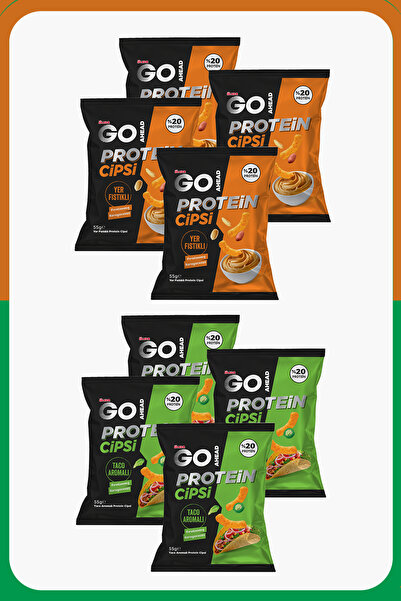 Ülker GO AHEAD Protein Cipsi - Taco Aromalı ve Yer Fıstıklı Dörder Adet - %20...