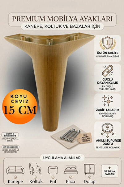 KAYRA LEATHER CRAFT Ayben Luxury Furniture Leg 15 cm Dark Walnut |   Armchair...